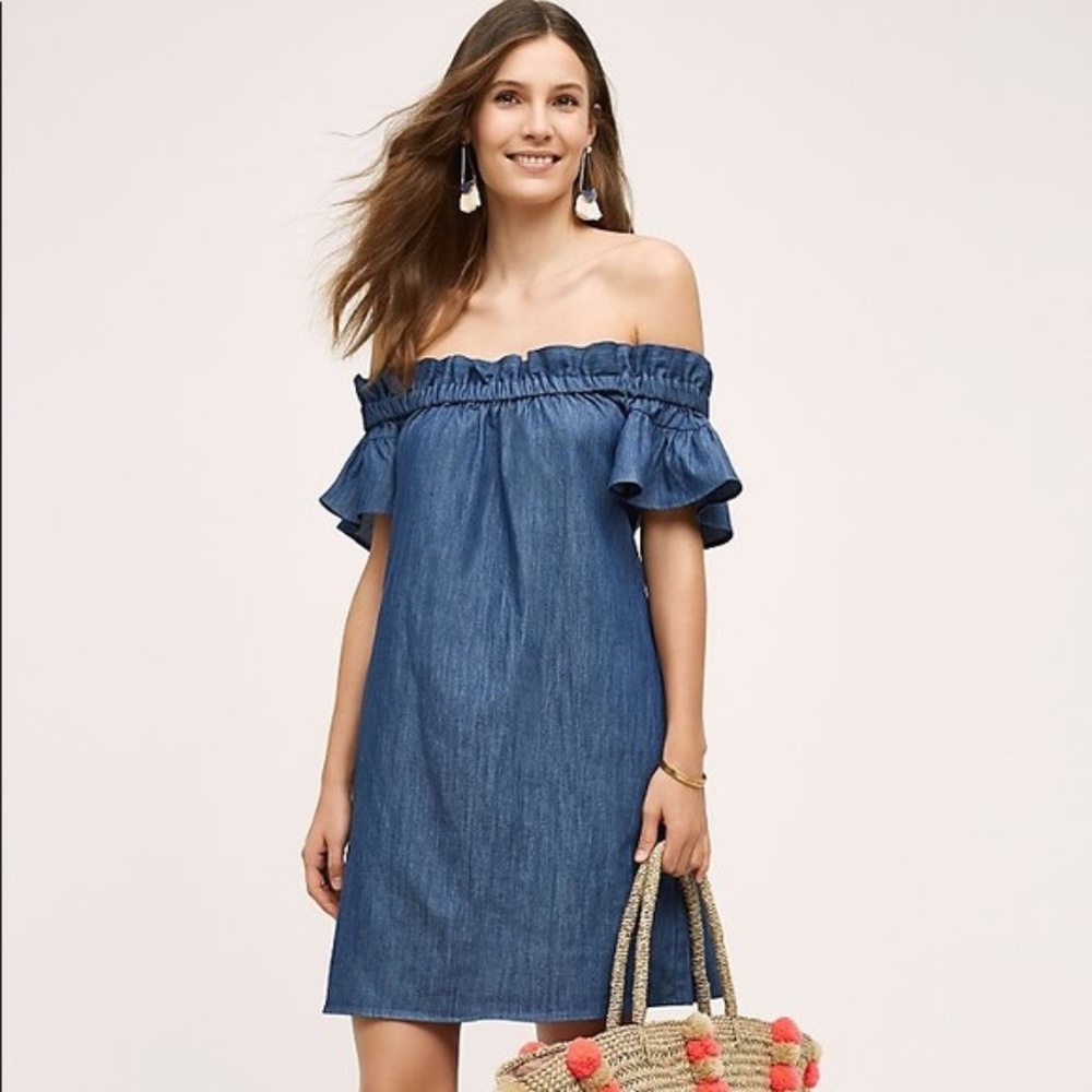 Corey Lynn Calter Off-Shoulder Denim Dress Sz. S